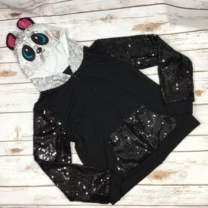 Justice Black Sequins Panda Jacket